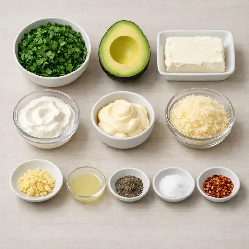 Ingredients for Zesty Avocado Spinach Dip