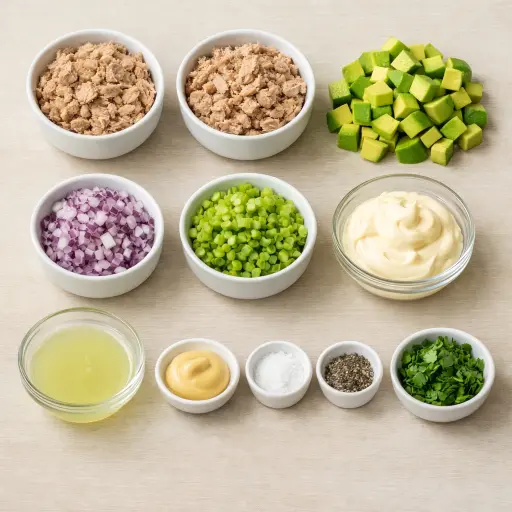 Ingredients for Zesty Avocado Tuna Salad