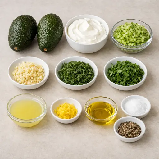 Ingredients for Zesty Avocado Tzatziki Sauce