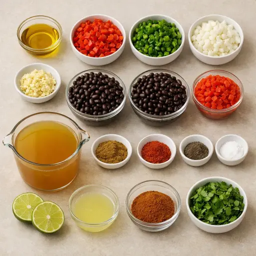 Ingredients for Zesty Black Bean & Roasted Pepper Soup