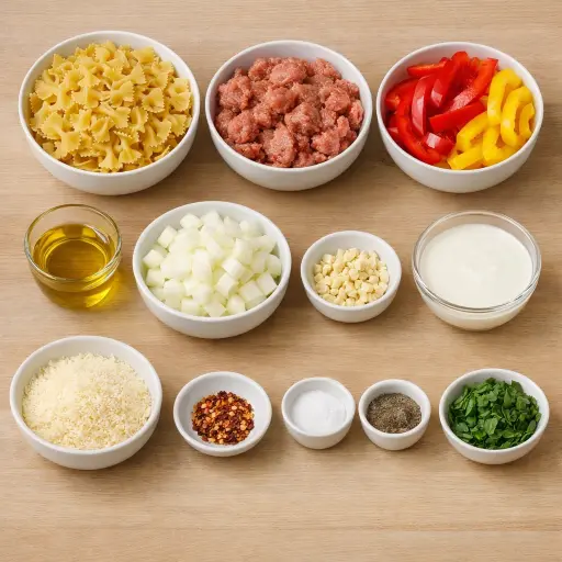 Ingredients for Zesty Bowtie Pasta with Italian Sausage