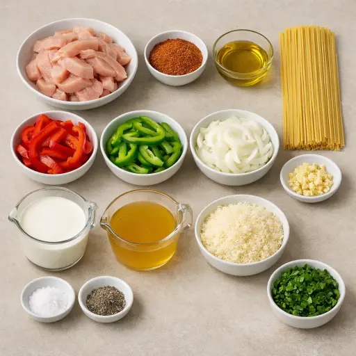 Ingredients for Zesty Cajun Chicken Linguine