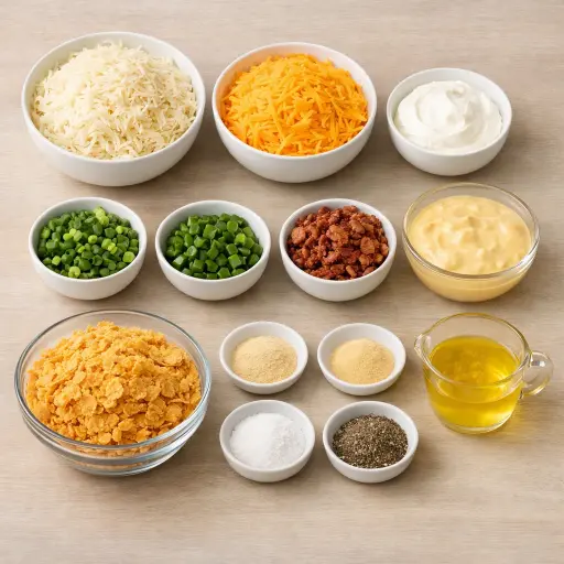 Ingredients for Zesty Cheddar and Bacon Funeral Potatoes