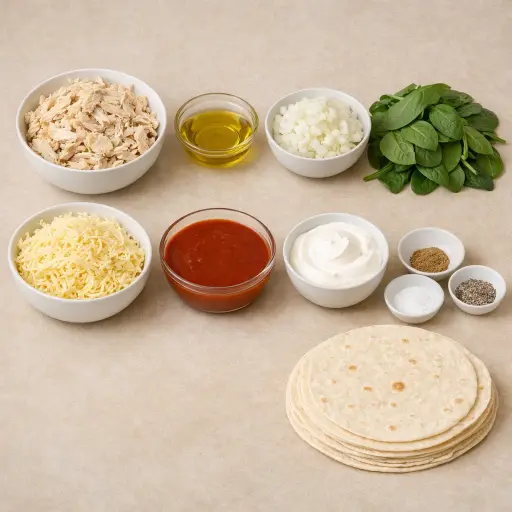 Ingredients for Zesty Chicken & Spinach Enchiladas