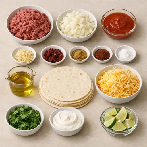 Ingredients for Zesty Chipotle Beef Enchiladas