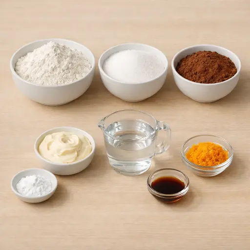 Ingredients for Zesty Chocolate Mayonnaise Cake