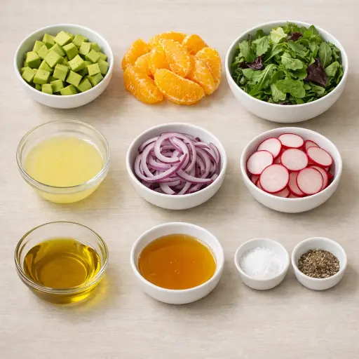 Ingredients for Zesty Citrus Avocado Salad