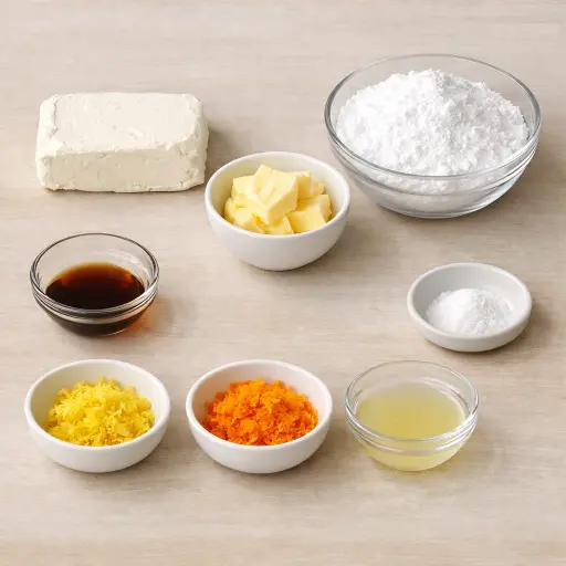 Ingredients for Zesty Citrus Cream Cheese Frosting