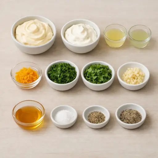 Ingredients for Zesty Citrus Herb Dipping Sauce