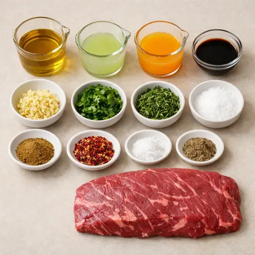 Ingredients for Zesty Citrus Herb Flank Steak Marinade