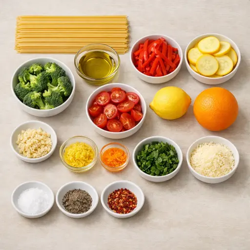 Ingredients for Zesty Citrus Pasta Primavera