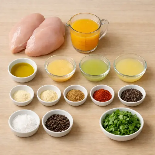 Ingredients for Zesty Citrus Shredded Chicken