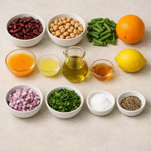 Ingredients for Zesty Citrus Three Bean Salad