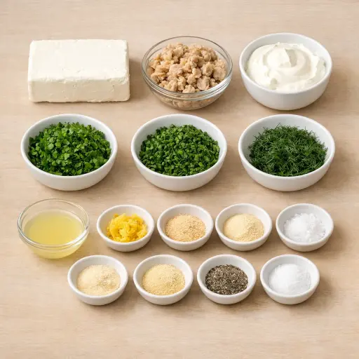 Ingredients for Zesty Clam and Herb Dip