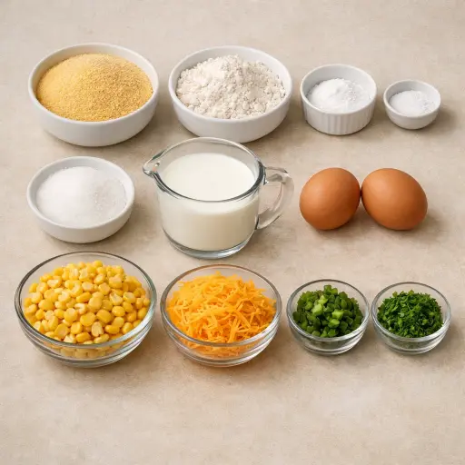 Ingredients for Zesty Corn and Cheddar Casserole