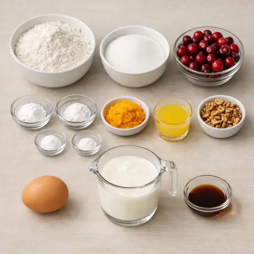 Ingredients for Zesty Cranberry Walnut Bread