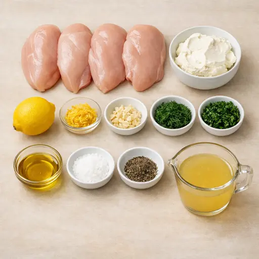 Ingredients for Zesty Cream Cheese Chicken with Herb Infusion