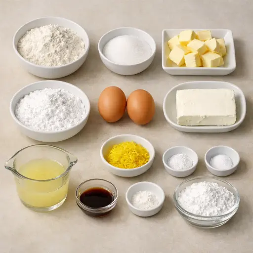 Ingredients for Zesty Cream Cheese Lemon Bars