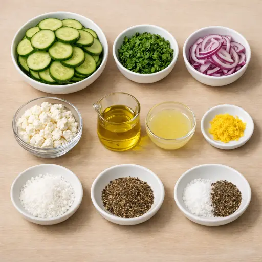 Ingredients for Zesty Cucumber & Mint Salad