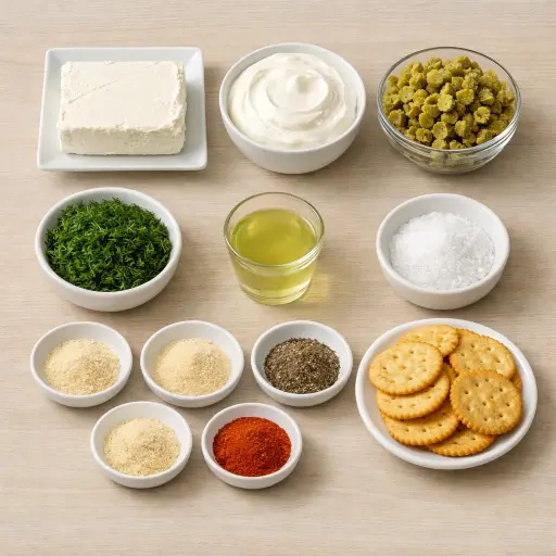 Ingredients for Zesty Dill Pickle Cream Cheese Dip