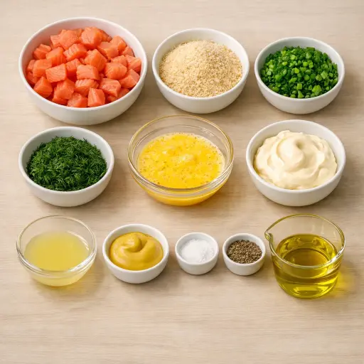 Ingredients for Zesty Dill Salmon Patties