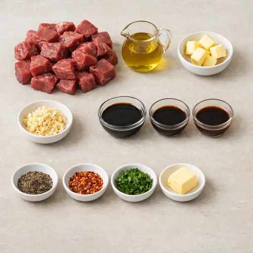 Ingredients for Zesty Garlic Beef Tips