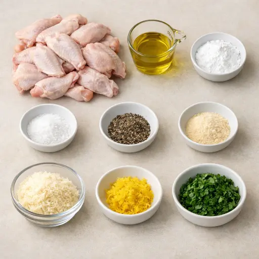 Ingredients for Zesty Garlic-Parmesan Baked Chicken Wings