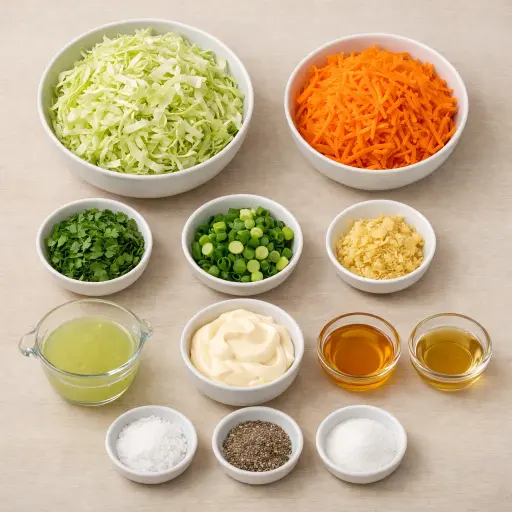 Ingredients for Zesty Ginger Lime Cole Slaw