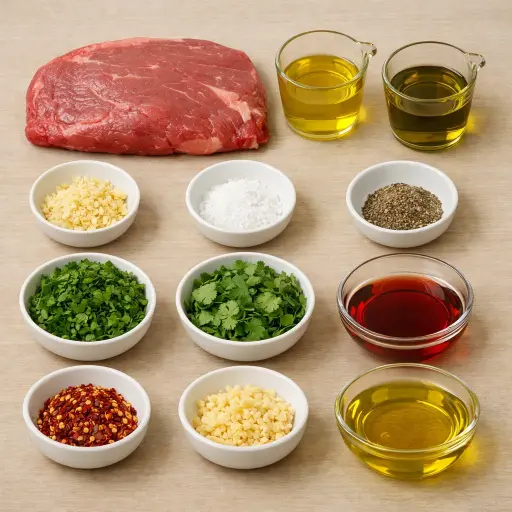 Ingredients for Zesty Grilled Flank Steak with Chimichurri
