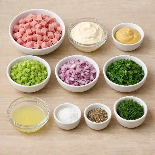 Ingredients for Zesty Ham & Herb Salad