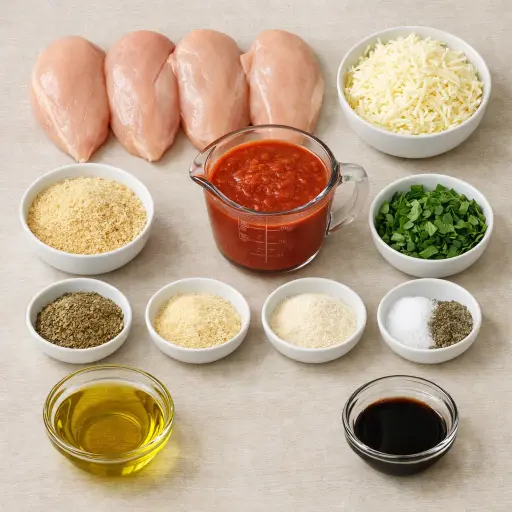 Ingredients for Zesty Herb Chicken Parmesan