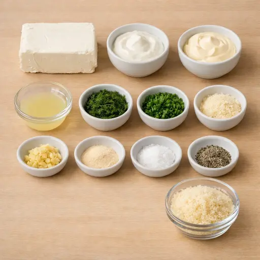 Ingredients for Zesty Herb Cream Cheese Dip