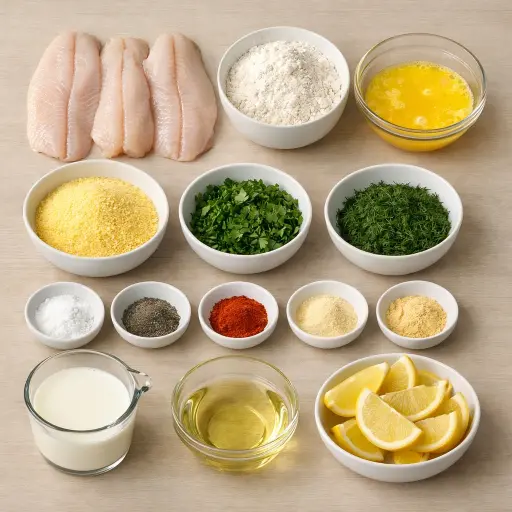 Ingredients for Zesty Herb-Crusted Fried Catfish