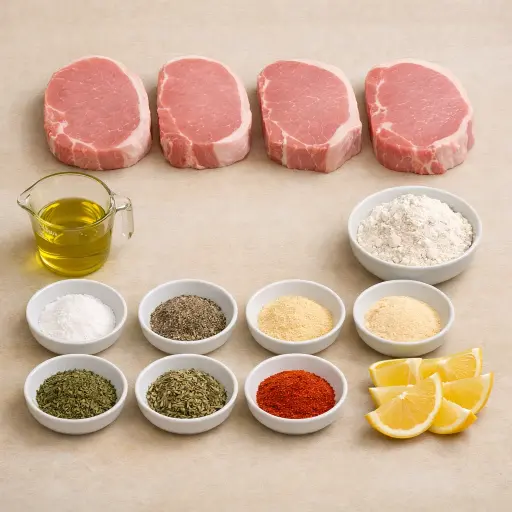 Ingredients for Zesty Herb-Crusted Pan-Fried Pork Chops