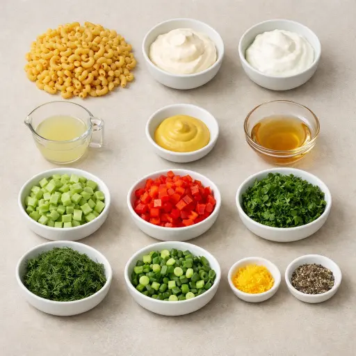 Ingredients for Zesty Herb Macaroni Salad