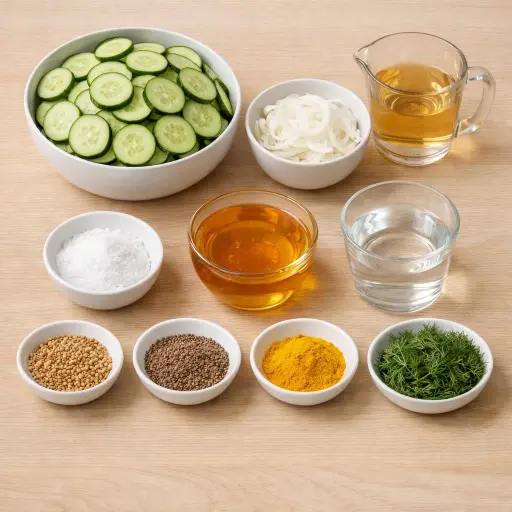 Ingredients for Zesty Honey-Dill Bread-and-Butter Pickles