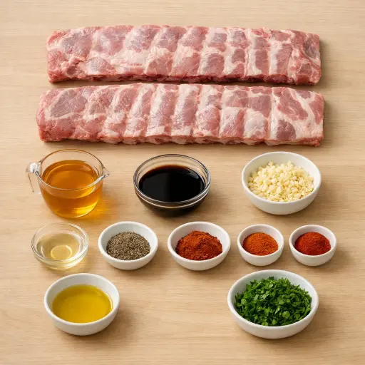 Ingredients for Zesty Honey-Garlic Pork Spare Ribs