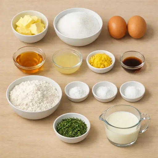 Ingredients for Zesty Honey Lemon Bread