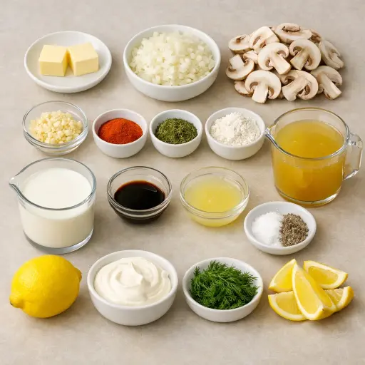 Ingredients for Zesty Hungarian Mushroom Soup