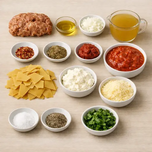 Ingredients for Zesty Italian Lasagna Soup