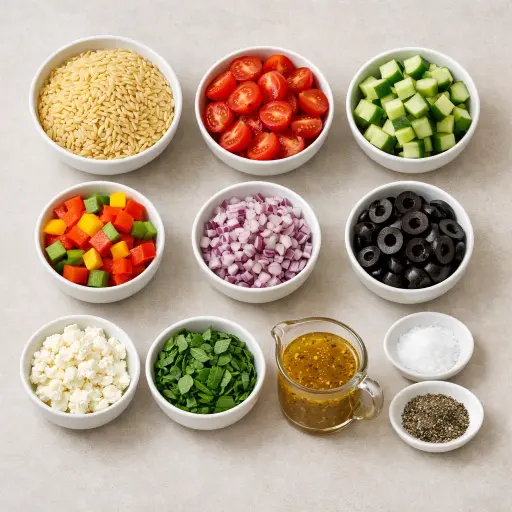 Ingredients for Zesty Italian Orzo Salad