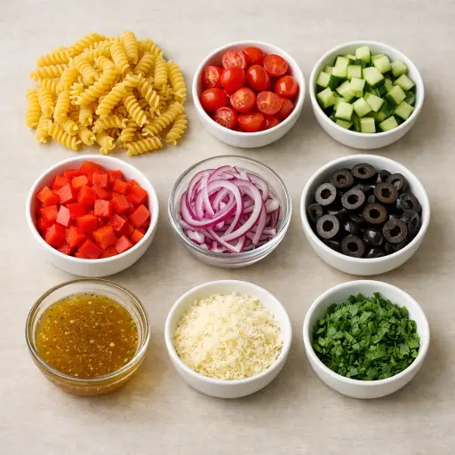 Ingredients for Zesty Italian Pasta Medley
