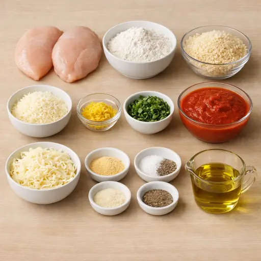 Ingredients for Zesty Lemon Basil Chicken Parmesan