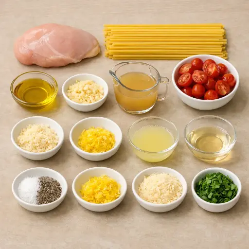 Ingredients for Zesty Lemon Basil Chicken Scampi