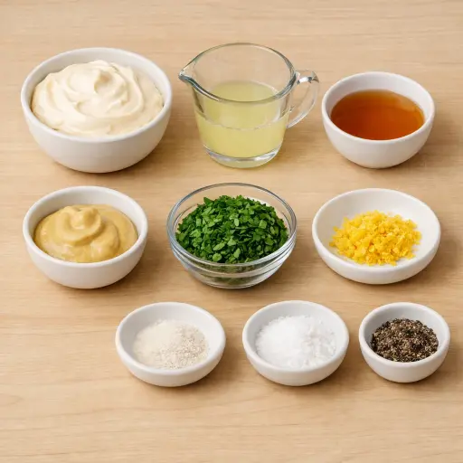 Ingredients for Zesty Lemon Basil Coleslaw Dressing