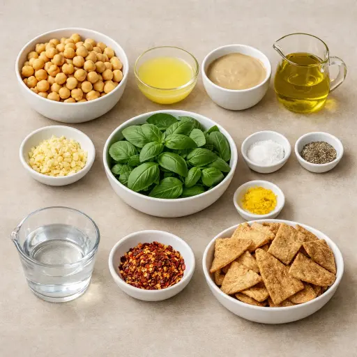 Ingredients for Zesty Lemon Basil Hummus