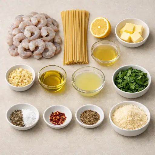 Ingredients for Zesty Lemon-Basil Shrimp Scampi