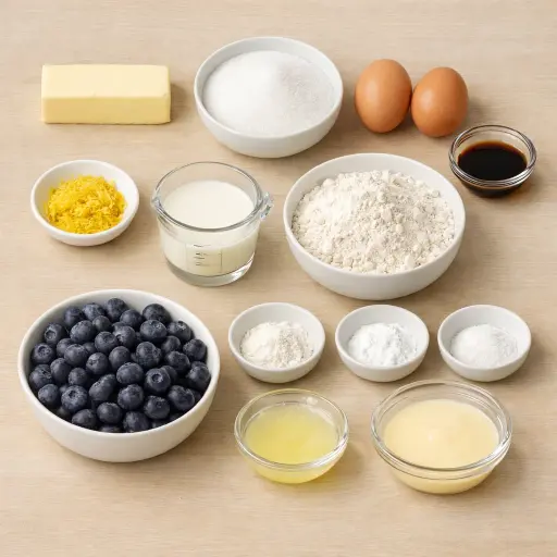 Ingredients for Zesty Lemon Blueberry Bread