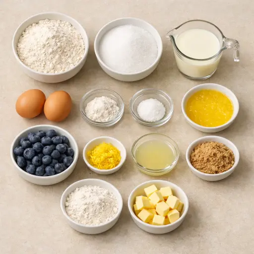 Ingredients for Zesty Lemon Blueberry Muffins