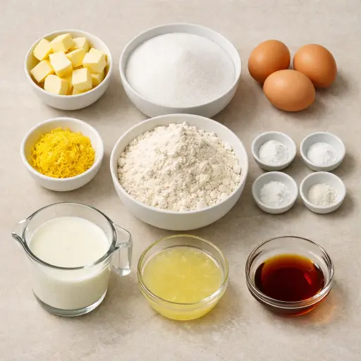 Ingredients for Zesty Lemon Cake